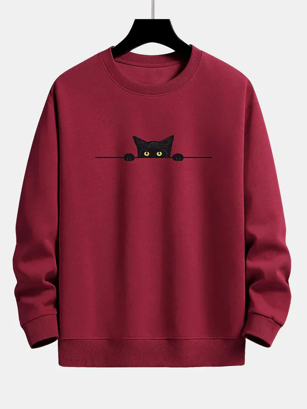 Grant - Stilvoller, lässiger Herbstpullover mit schwarzem Katzen-Print für Männer