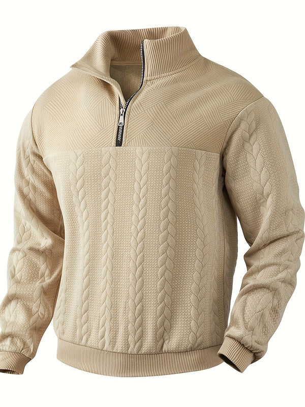 Lauro - Henley-Pullover aus Strickstoff mit Viertelreißverschluss und Stehkragen für Männer