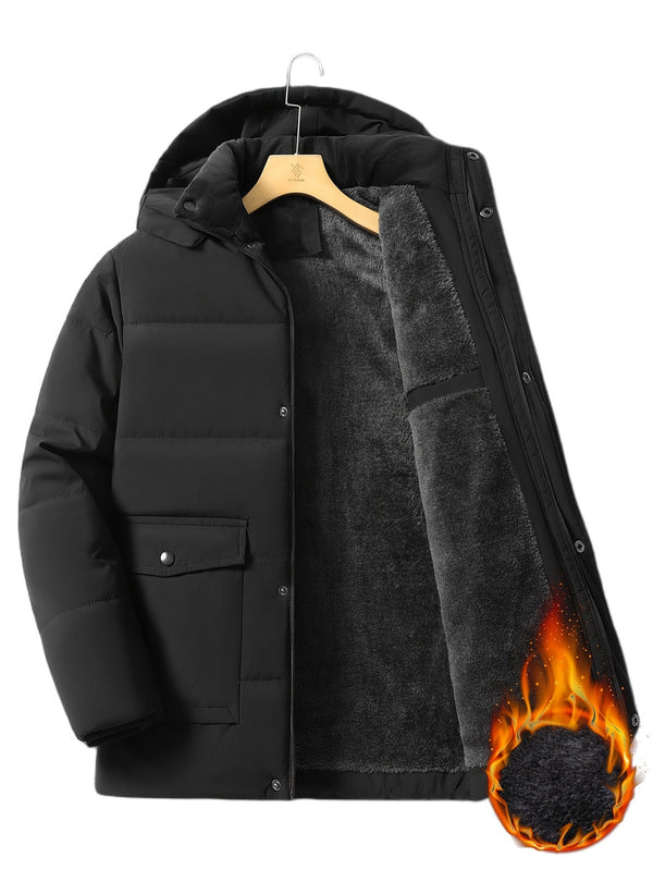 Konrad - Verdickter Fleece Gefütterter Wintermantel mit Kapuze und für Männer