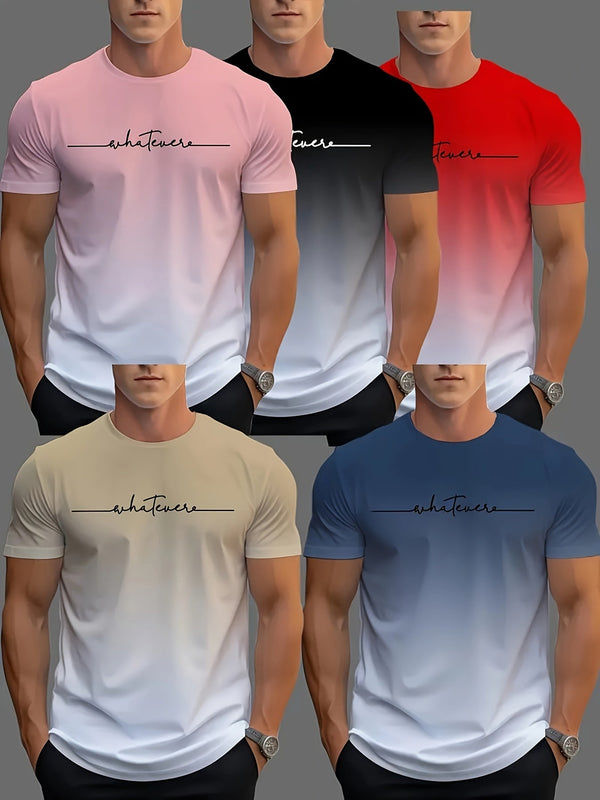 Erik - 5 Stück Set von Lässigen T-Shirt mit kurzen Ärmeln und Farbverlauf für Männer