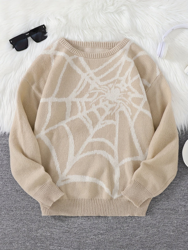 Emil - Strickpullover mit Neuartigem Spinnennetz-Muster und Rundhalsausschnitt für Männer