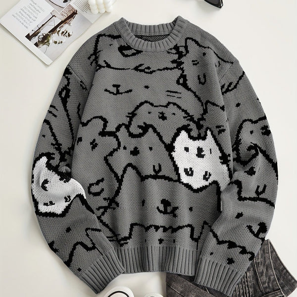 Leo - Herren Pullover mit Katzenmuster